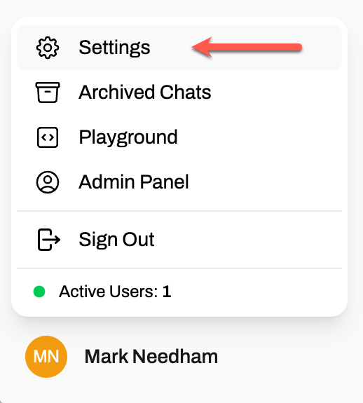 Настройки Open WebUI